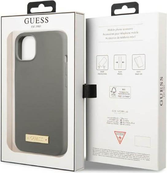 Image du produit Guess GUHMP13SSPLG iPhone 13 mini 5,4" szary/grey hard case Silicone Logo Plate MagSafe (Apple iPhone 13 mini)