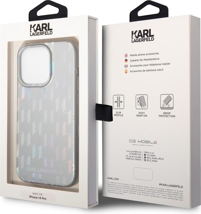 Immagine prodotto Karl Lagerfeld Custodia per iPhone 14 Pro Max con monogramma iridescente (Apple iPhone 14 Pro Max)