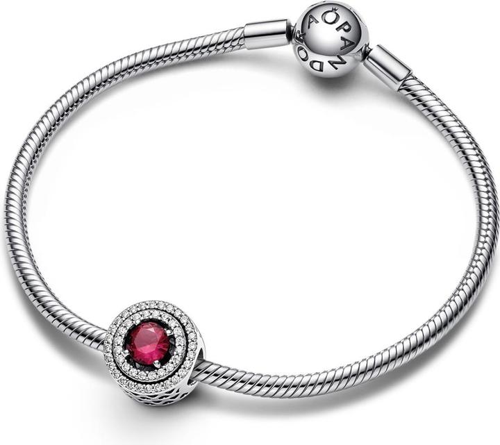 Pandora Red Sparkling Levelled Round Charm (Silber 925)
