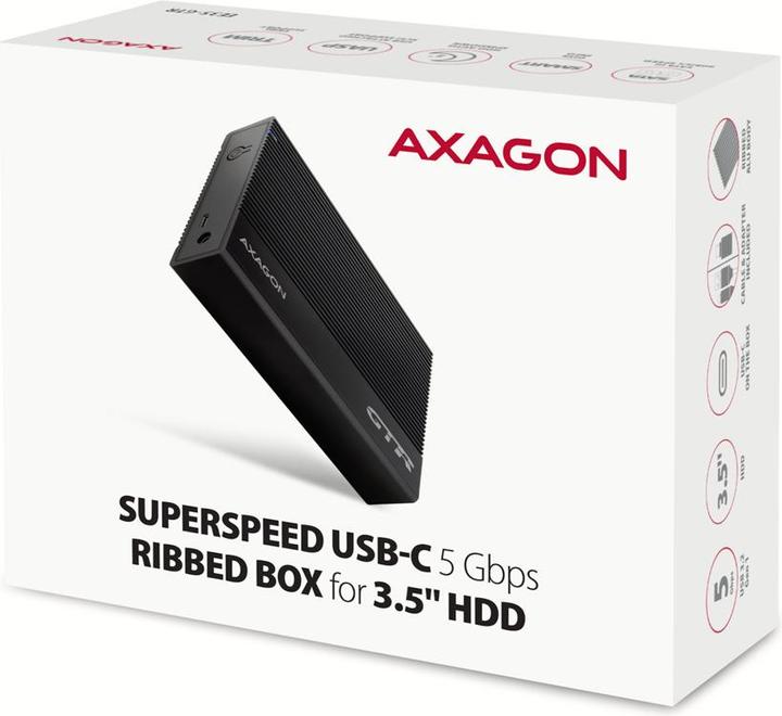Produktbild Axagon EE35-GTR, USB-C - SATA 3.5" RIBBED box, ÄernÃ½ (3.5")