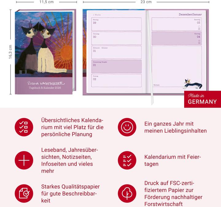 Produktbild Rosina Wachtmeister Kalenderbuch A6 2026 (A6, Deutsch)