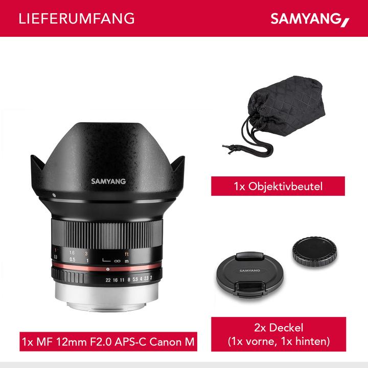 Actual product image Samyang 12mm f/2.0 NCS CS, Canon M (Canon EF-M, APS-C / DX)