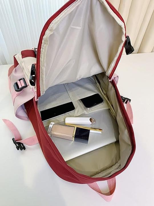 Immagine prodotto Only-Bags.Store Zaino da viaggio a contrasto di colore estetico, zaino da scuola con patta di grande capacità