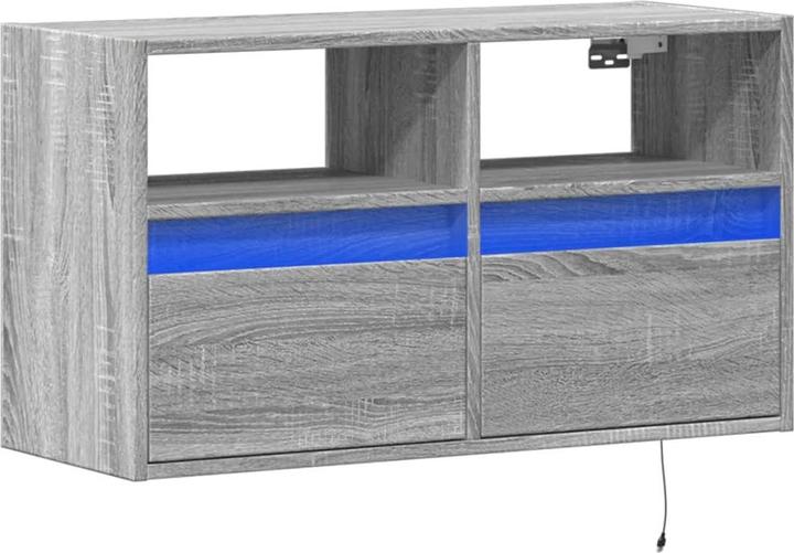 Produktbild VidaXL TV Schrank Wandschrank Lowboard Hängend mit LED-Beleuchtung Grau Sonoma