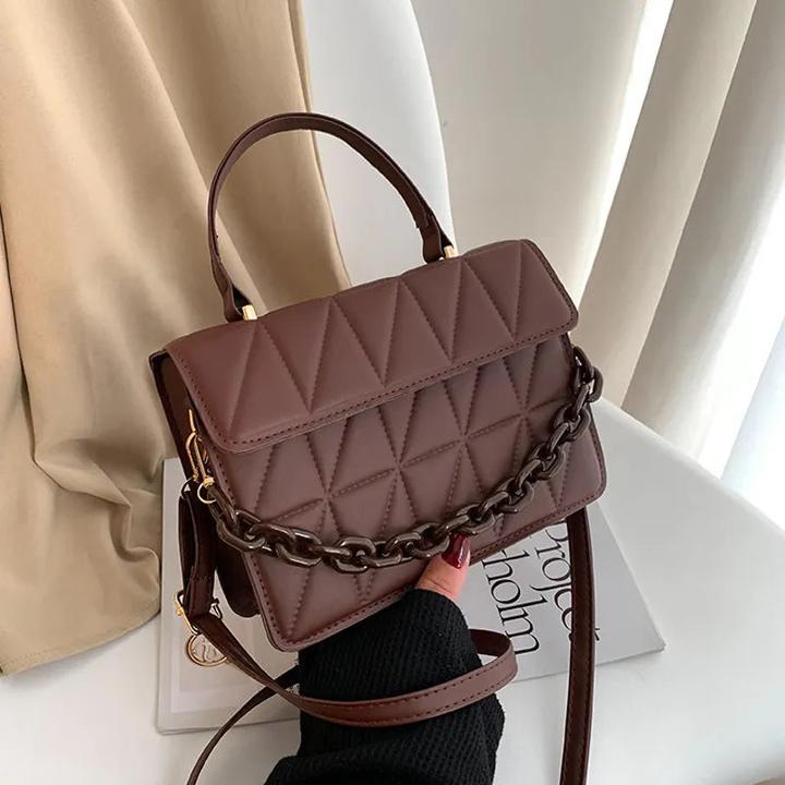 Immagine prodotto Only-Bags.Store Borse a tracolla a quadri solidi, borsa a tracolla con decorazione a catena per tutti i giorni
