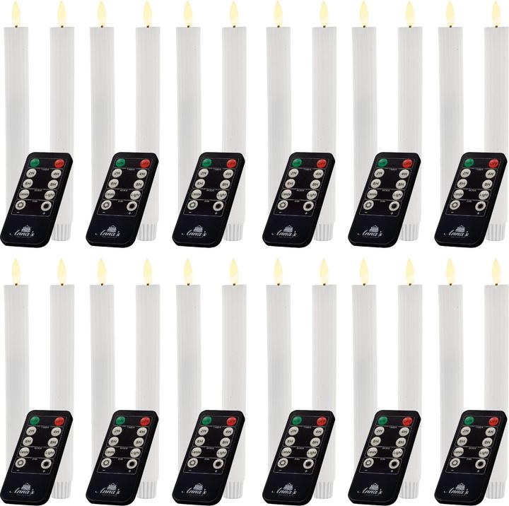 Actual product image Novaliv LED Stabkerzen 24 Stück ECHTWACHS gerippt WEISS - mit Timer Funktion 6 Stunden - 23cm Höhe für (24 x)
