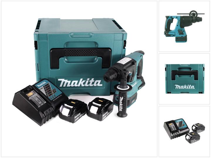 Actual product image Makita DHR 242 RMJ cordless hammer drill 18V 2,0J SDS-plus Brushless + 2x battery 4,0Ah + charger + Makpac (Rechargeable battery operated)