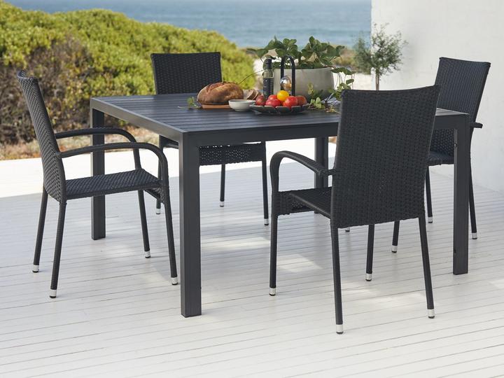 Produktbild JYSK 3745140 Gartenstuhl Abendessen Harter Sitz Harte Rückenlehne Stahl Schwarz