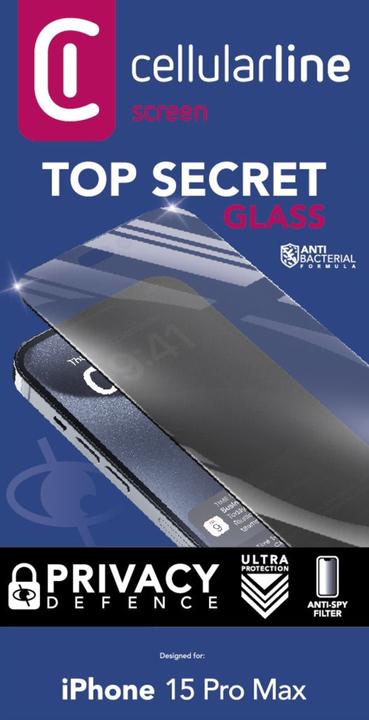 Image du produit Cellularline Top Secret Glass (1 pièce(s), Apple iPhone 15 Pro Max)