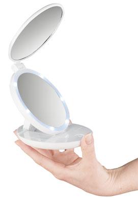 Produktbild Macom Doppelter Handtaschenspiegel 7x led Licht und natürlicher Make-up Spiegel Weiss