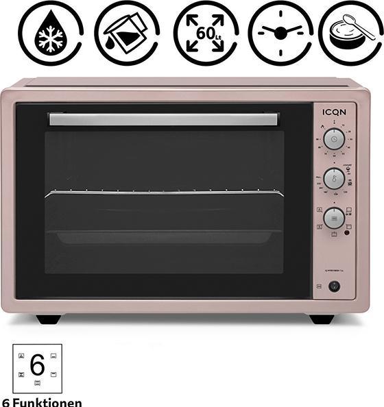 Image du produit Icqn XXL Vrijstaande Oven - 60L - Convectie Mini Oven - Hetelucht /u0026 Grillfunctie - Gemailleerde Holt