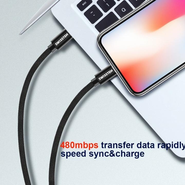 Produktbild Swissten Textile Universal Quick Charge 3.1 USB-C to Lightning Data and Charging Cable 2m (2 m)