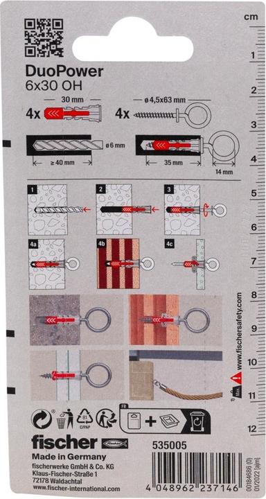 Productafbeelding Fischer DUOPOWER 6 x 30 met ooghaken (4 Pcs.)