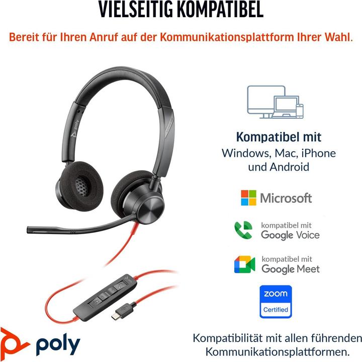 Immagine prodotto Poly Blackwire 3320 Stereo (USB C) (Cablato, USB-C)