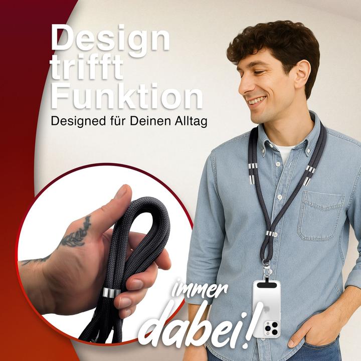 Productafbeelding Nalia HoldMe Lanyard Handykette – Universal Trageband für Smartphones - Verstellbar, Soft & Elastisch