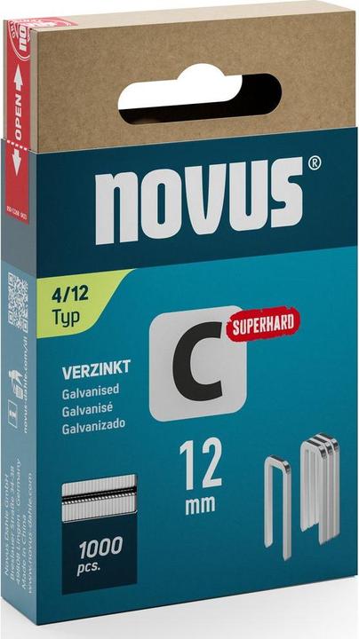 Produktbild Novus Schmalrückenklammern C 4 12mm 1000 Stk.