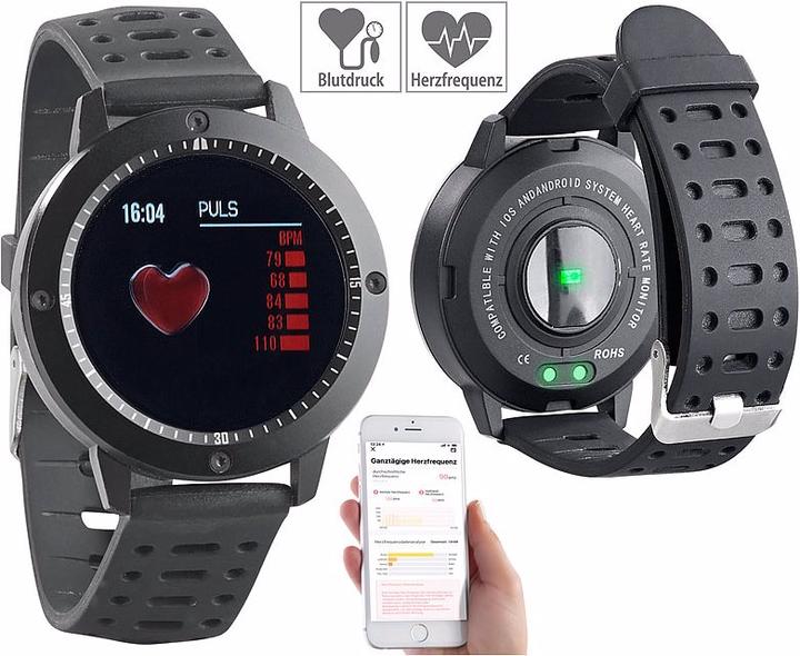 Produktbild Newgen medicals Fitness-Uhr, Touch-Farbdisplay, Blutdruck- & Herzfrequenzanzeige (45 mm)