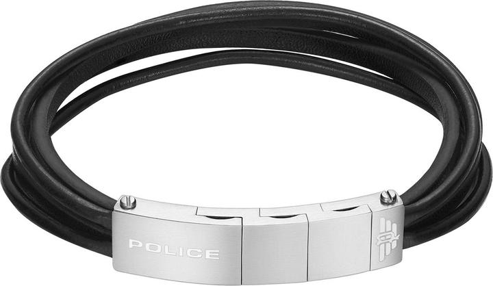 Police Gozo II Armband (21 cm, Edelstahl, Leder)