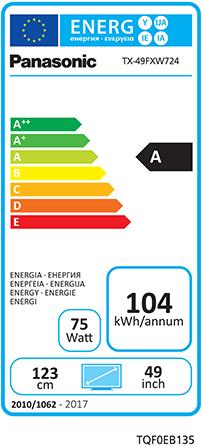 Label énergétique Panasonic Tx-49fxw725 (49", LCD, 4K, 2018)