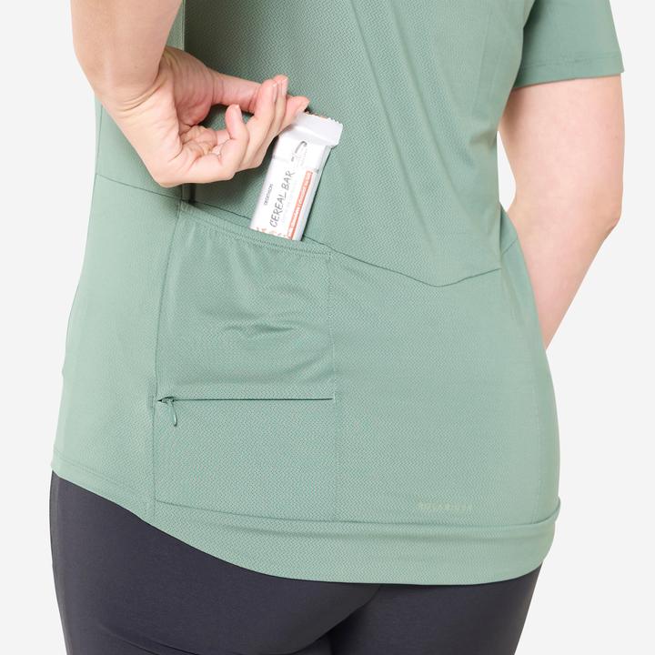 Image du produit Rockrider Maillot vélo manche courte femme cargo, Vert (XS)