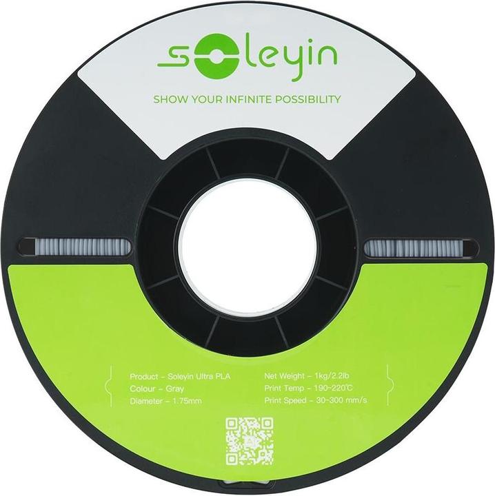 Actual product image Creality Filament Soleyin Ultra-PLA Grau 1.75 mm 1.29 kg (PLA, 1.75 mm, 1290 g, Grey)