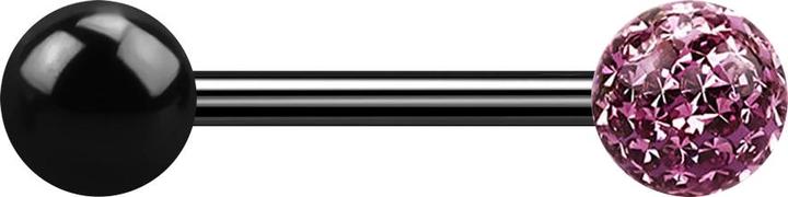 Star Piercing Barbell schwarz mit Kugel und Kristallkugel hellviolett Epoxy Schutzschicht (ohne Messing, Titan G23)