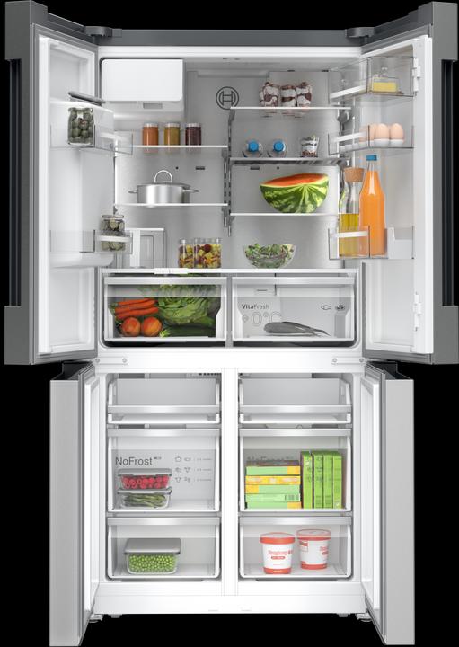 Produktbild Bosch Hausgeräte Serie 6, Kühl-Gefrier-Kombination, mehrtürig, 183 x 90.5 cm, Gebürsteter Stahl mit Anti Fingerprint (574 l)