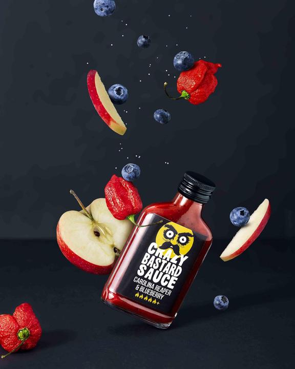 Actual product image Crazy Bastard Sauce Carolina Reaper & Blueberry (100 ml) - Hot sauce (250 g)
