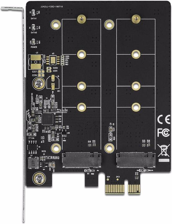 Actual product image Delock Host Bus Adapter PCIe x1 card to 2x M.2 Key B bootable