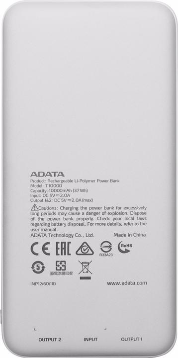Image du produit Adata T10000 (10000 mAh, 10 W, 37 Wh)