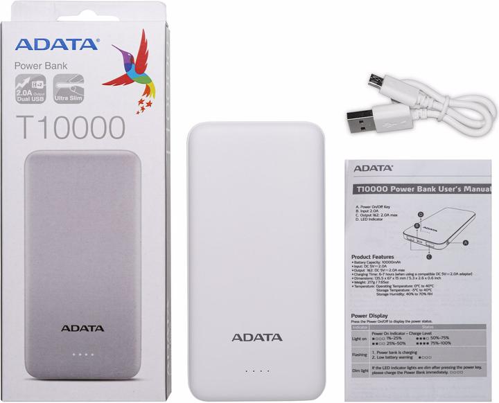 Image du produit Adata T10000 (10000 mAh, 10 W, 37 Wh)