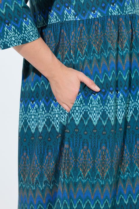 Produktbild Ulla Popken Jerseykleid, A-Linie, Tropfen-Ausschnitt, 3/4-Arm (60)