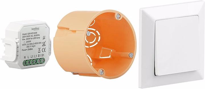 Produktbild Luminea 2er-Set WLAN-Unterputz-Lichtschalter mit App, für Siri, Alexa und Google Ass.