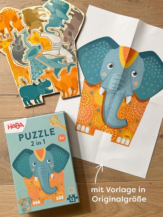 Produktbild Haba Puzzle 2in1 Elefant 12 Teile (12 Teile)