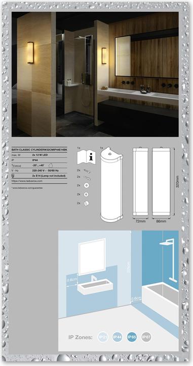 Actual product image Ledvance Bathroom Wall Luminaire IP44 E14 (E14)