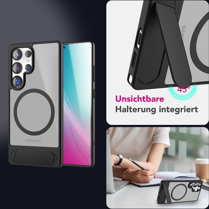 Produktbild Nalia Triton - Durchsichtige Standfuss Hülle mit MagSafe Ring - Kickstand Hardcover (Samsung Galaxy S25 Ultra)
