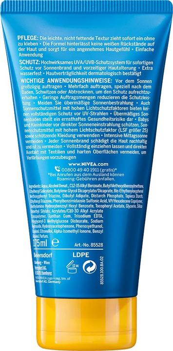 Immagine prodotto NIVEA Crema solare, impermeabile, protezione solare, SPF 30, 175 ml (Crema solare, SPF 30, 175 ml)