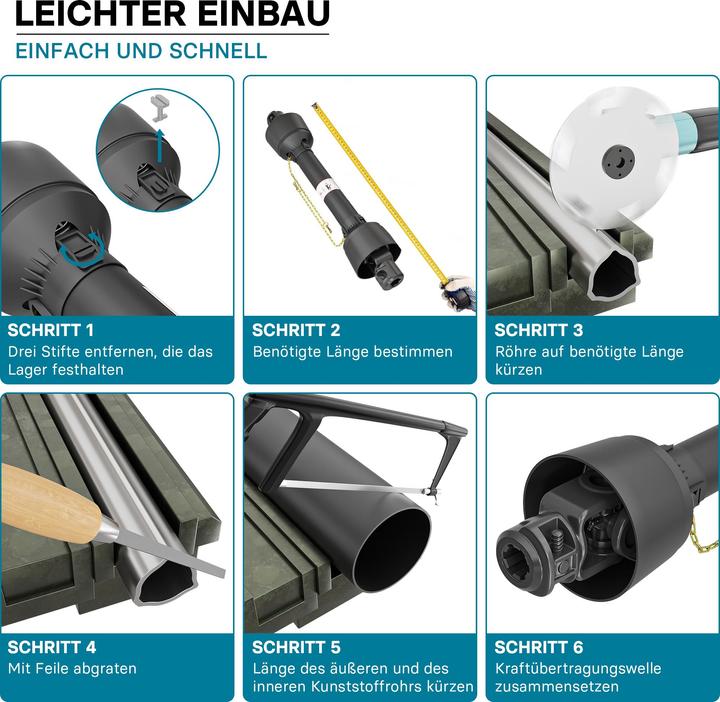 Produktbild Wiltec Zapfwelle T1 Gelenkwelle 950-1235mm 210Nm 540U/min PTO-Shaft 18kW 1 3/8" 6 Zähne (Traktorzubehör)