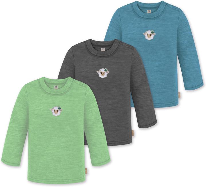 Normani 3er Pack Baby Merino Longsleeve „Taupo" - 9475