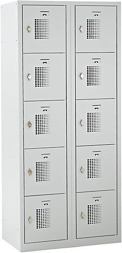 Produktbild eurokraft basic Schliessfachschrank mit Drehriegel für Vorhängeschloss, 10 Fächer (80 cm, 180 cm)