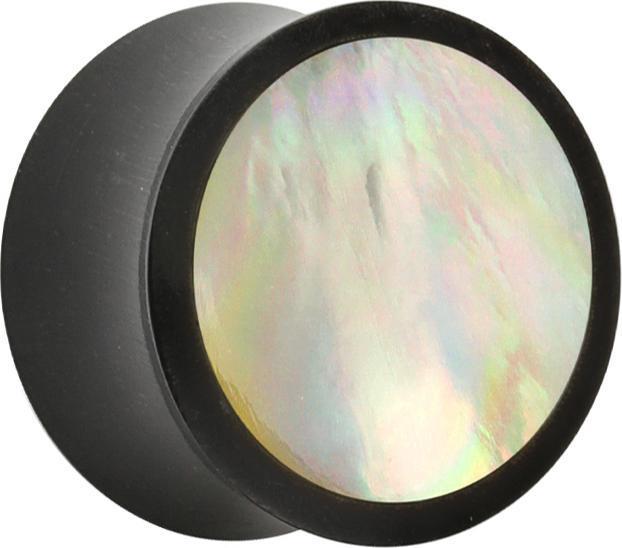 Image du produit Star Piercing Flared Plug en corne de buffle d'eau et insert en nacre (Minéral, Organique, sans laiton)
