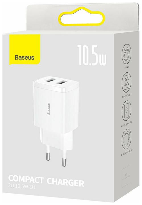 Actual product image Baseus Compact Charger 2U 10.5W EU White (10.50 W)