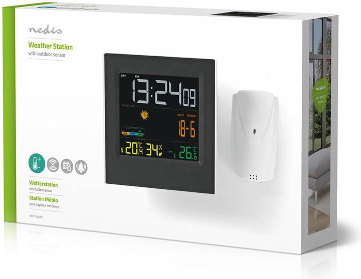 Image du produit Nedis Station météo horloge display couleur. Réveil Hygrom 1Capteur extérieur sw-ws WEST404BK