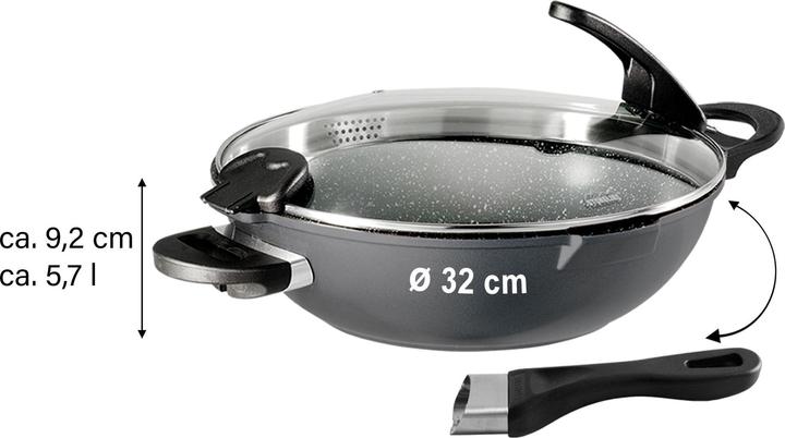 Produktbild Stoneline Wok 32cm (32 cm, Wok Pfanne, Aluminium)