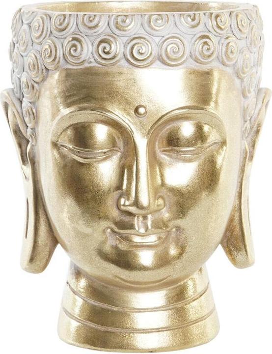 DKD Home Decor Blumentopf 17,5 x 17,5 x 21 cm Gold Buddha Harz (17.50 cm)