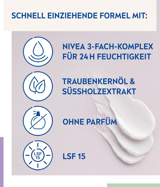 Actual product image NIVEA soothing cream for daily sensitive skin SPF15, 50 ml (50 ml, Day cream, SPF 15)