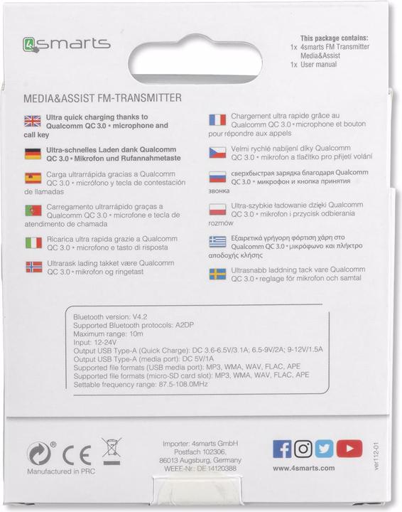Actual product image 4smarts Automotive FM Transmitter Media & Assist