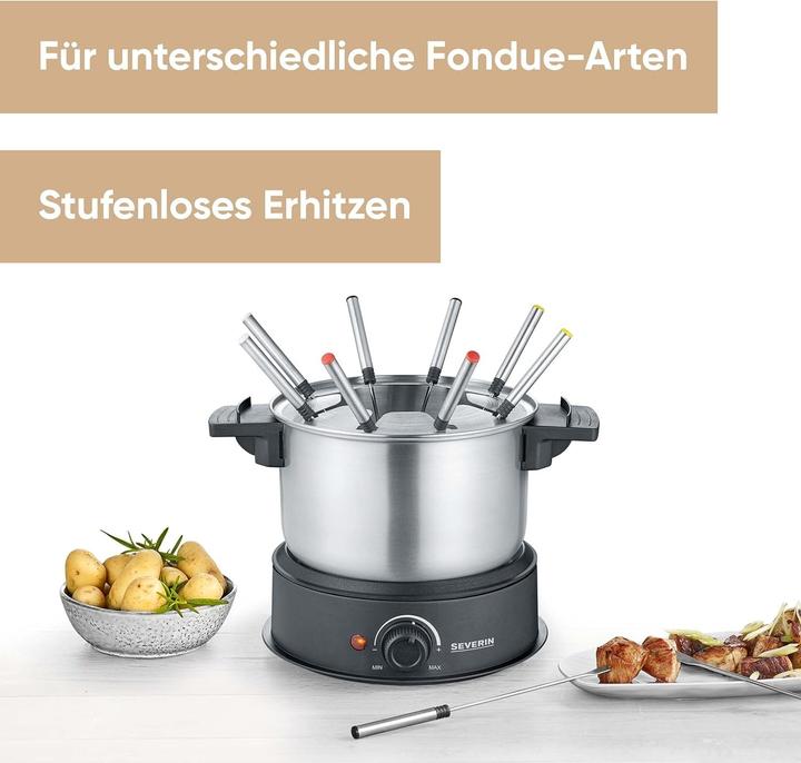 Produktbild Severin elektrisches Fondue-Set mit farblich markierten Gabeln (Fondue Chinoise)