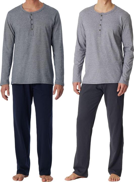 Produktbild Schiesser langer Herren Pyjama / Schlafanzug mit Knopfleiste (64)