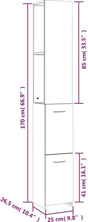 Actual product image VidaXL Aida (25 x 26.5 x 170 cm)